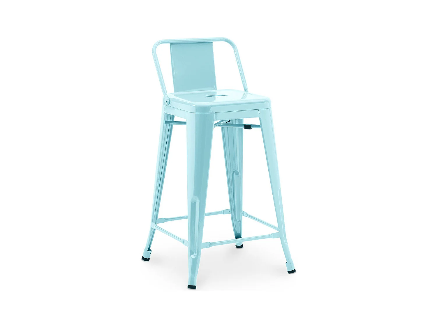 Tabouret de bar avec dossier - Design industriel - 60cm - Nouvelle édition - Stylix Aquamarine