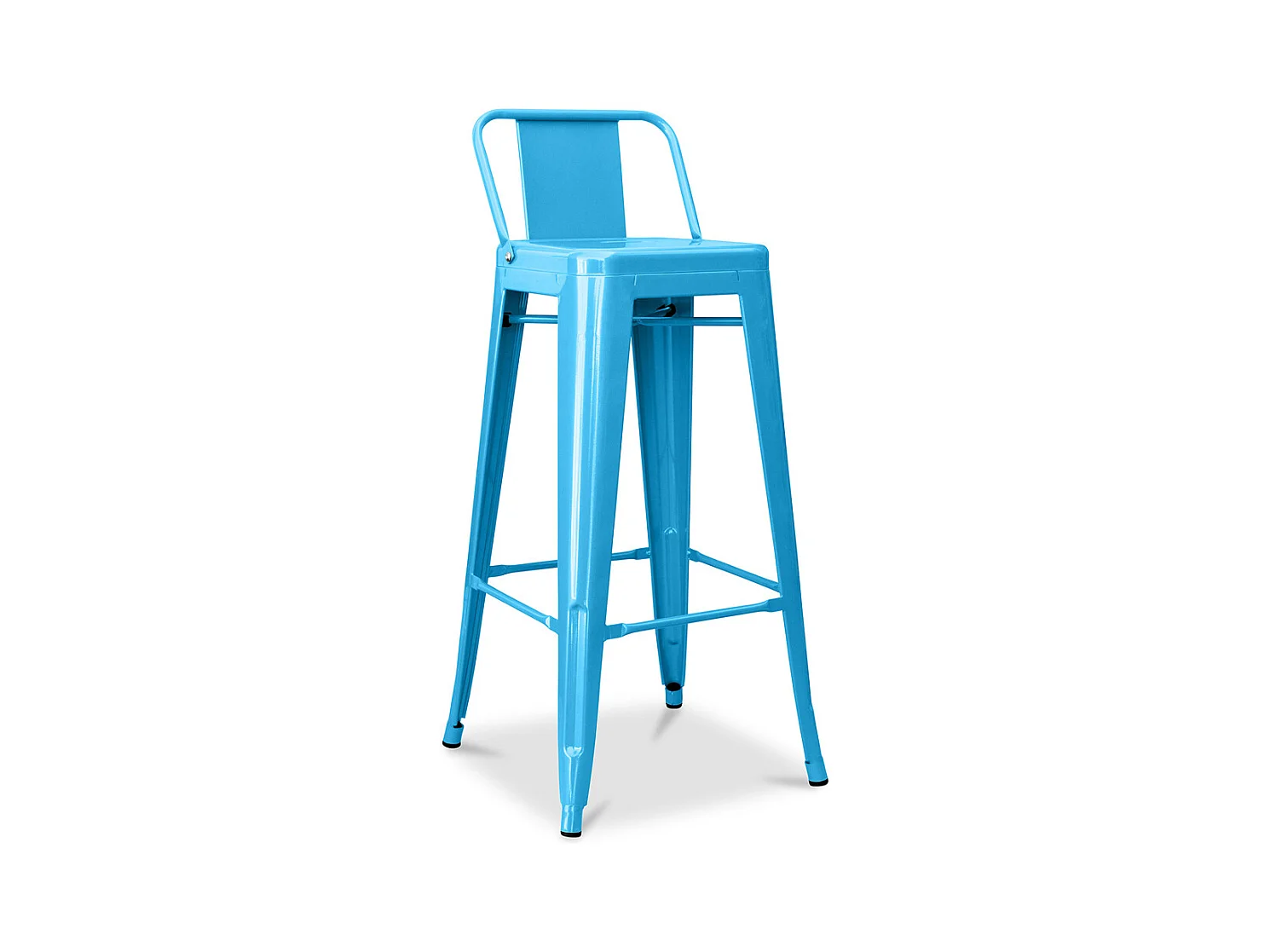 Tabouret de bar avec dossier - Design industriel - 76cm - Nouvelle édition - Stylix Turquoise