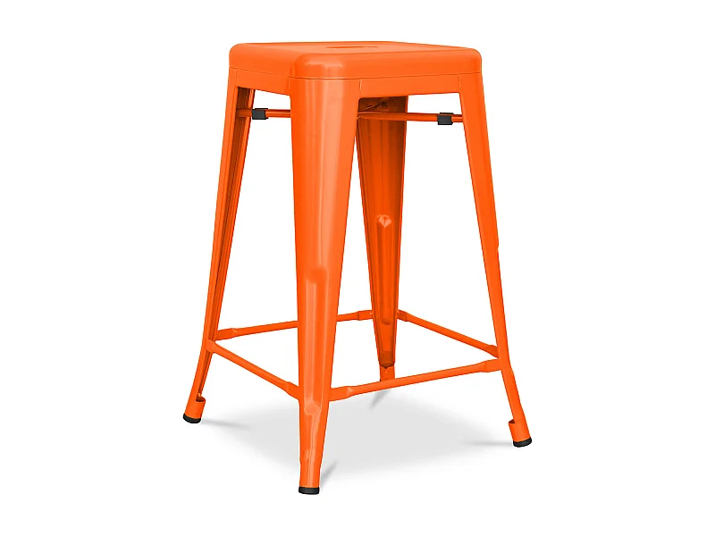 Tabouret de bar - Design industriel - Acier mat - 60cm - Nouvelle édition - Stylix Orange