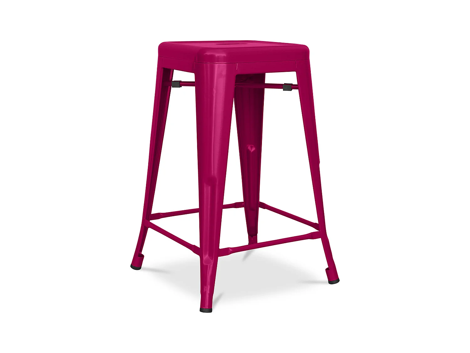 Tabouret de bar - Design industriel - Acier mat - 60cm - Nouvelle édition - Stylix Fuchsia