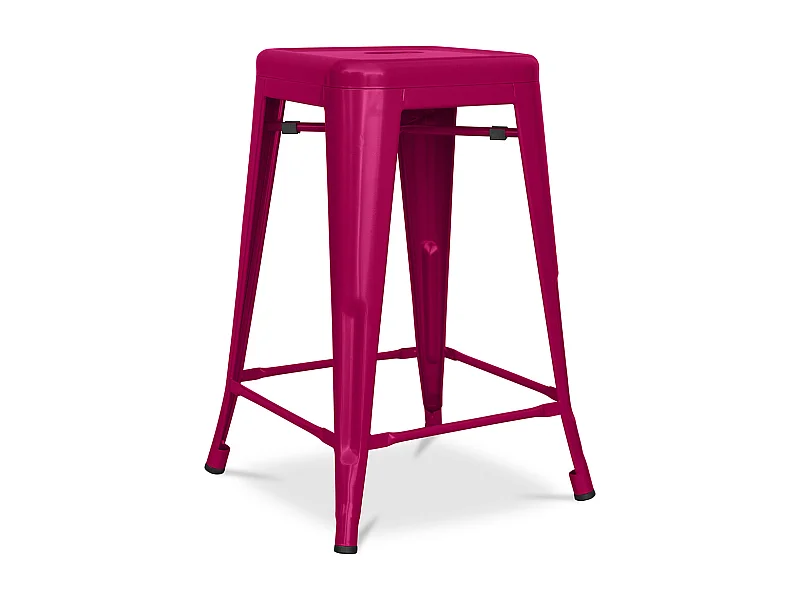 Tabouret de bar - Design industriel - Acier mat - 60cm - Nouvelle édition - Stylix Fuchsia