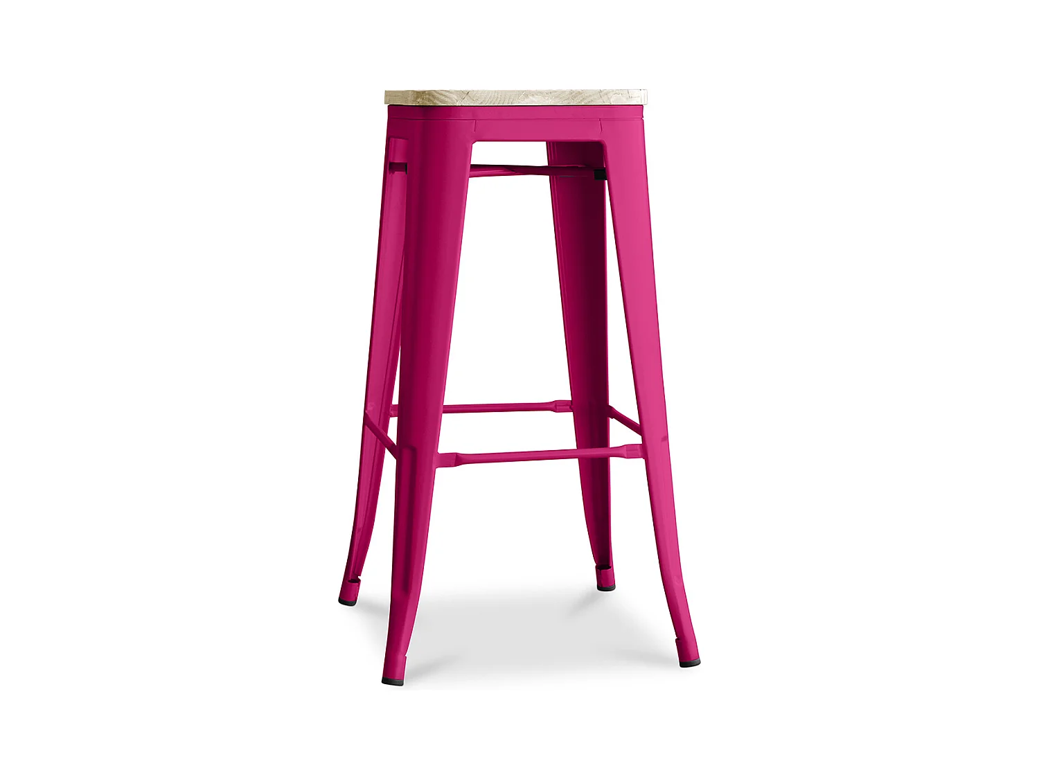 Tabouret de bar - Design industriel - Bois et acier - 76cm - Nouvelle édition - Stylix Fuchsia