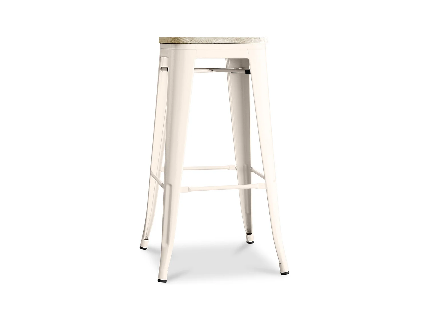 Tabouret de bar - Design industriel - Bois et acier - 76cm - Nouvelle édition - Stylix Crème
