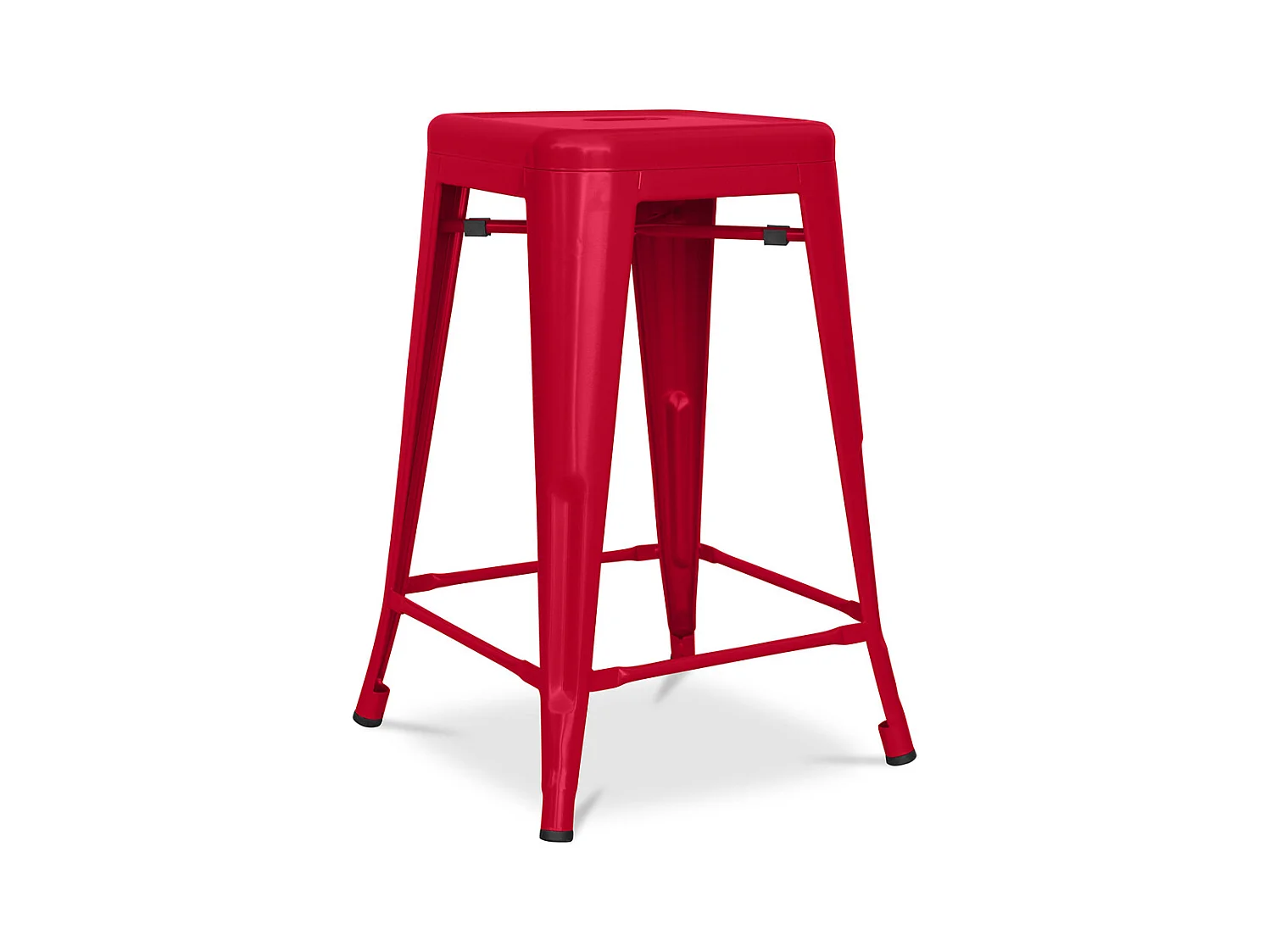 Tabouret de bar - Design industriel - Acier mat - 60cm - Nouvelle édition - Stylix Rouge