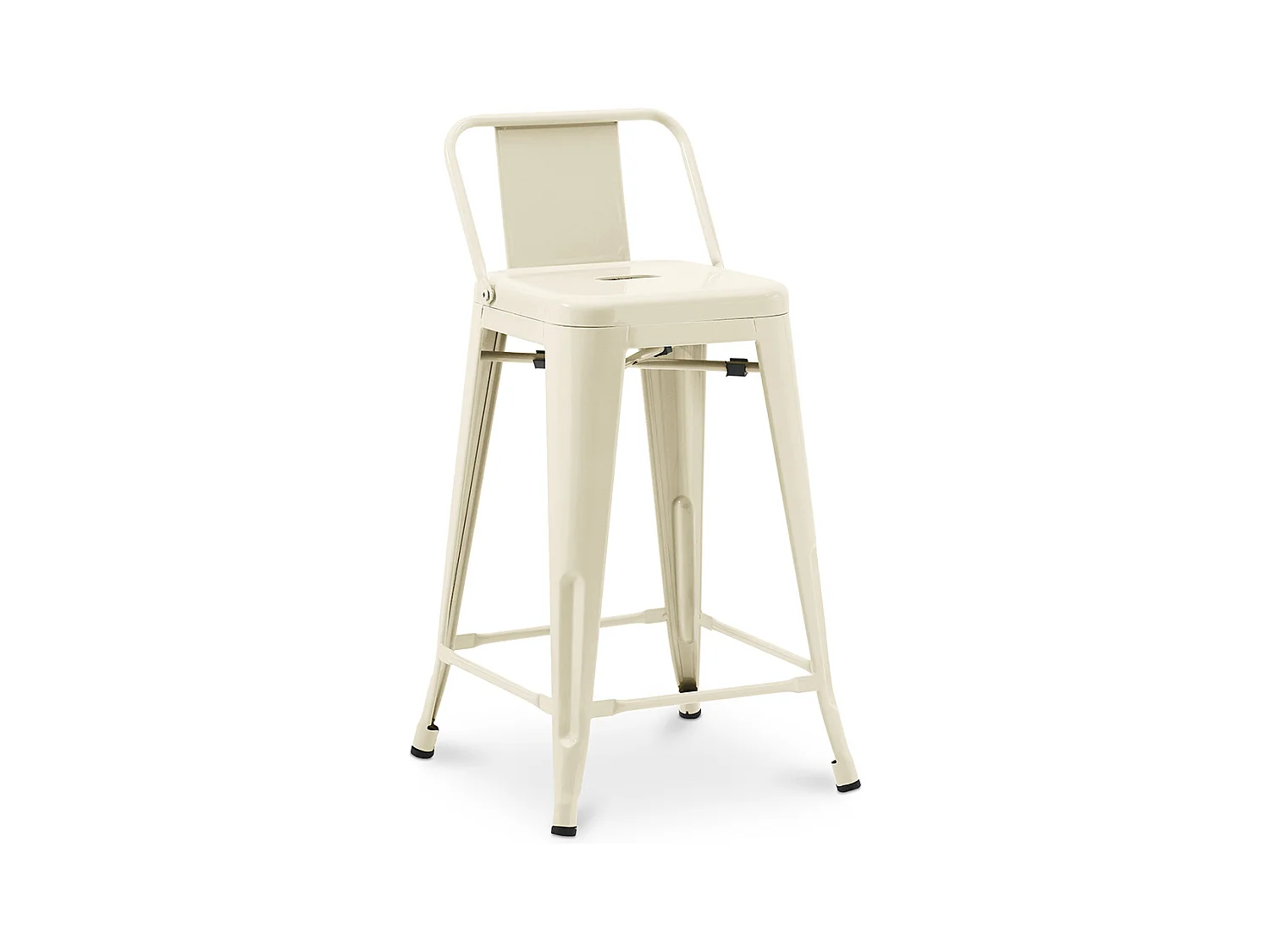 Tabouret de bar avec dossier - Design industriel - 60cm - Nouvelle édition - Stylix Crème