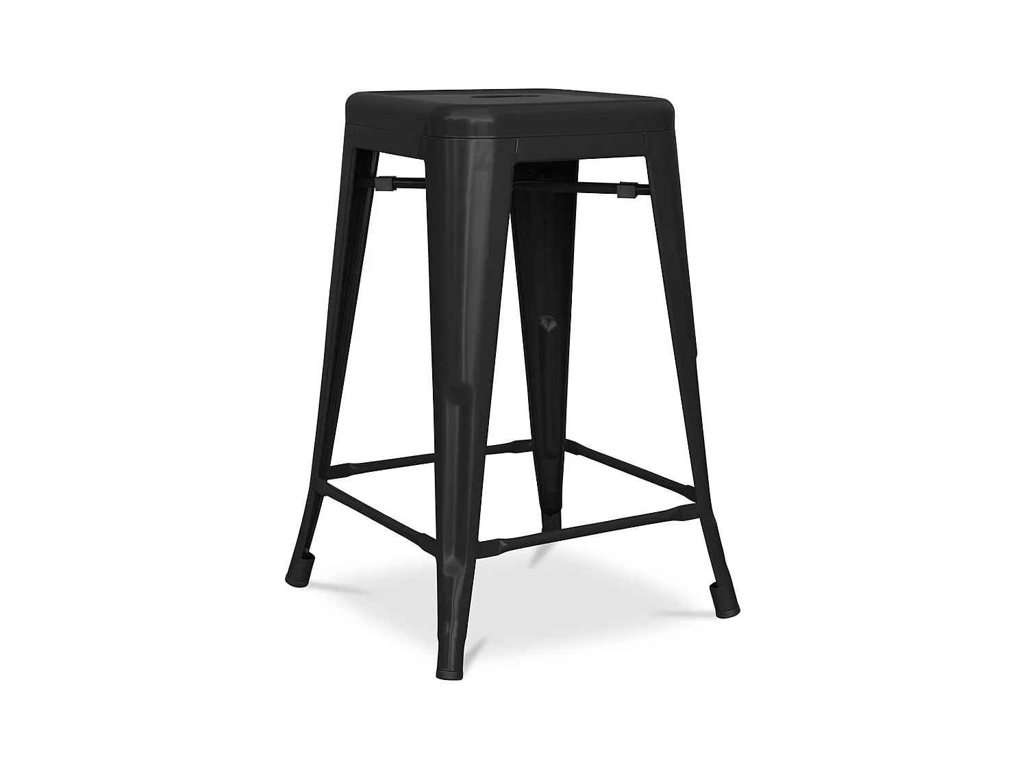 Tabouret de bar - Design industriel - Acier mat - 60cm - Nouvelle édition - Stylix Noir