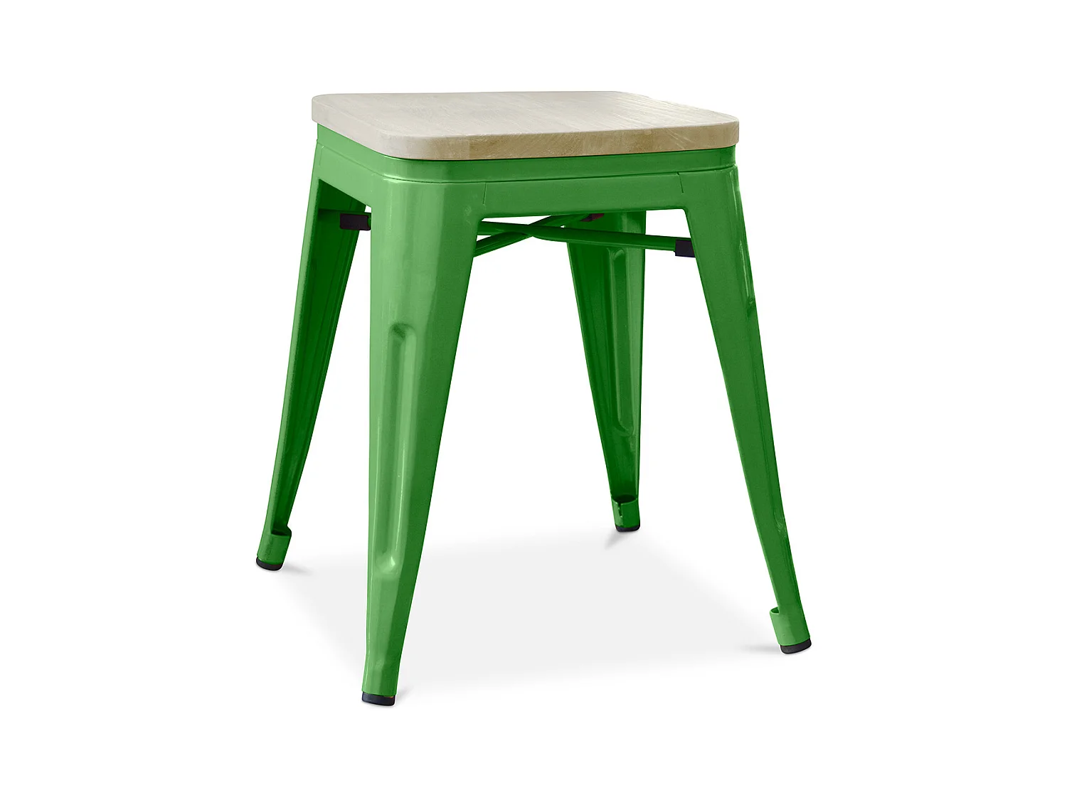 Tabouret de bar design industriel - Bois et acier - 45cm - Nouvelle édition - Stylix Vert