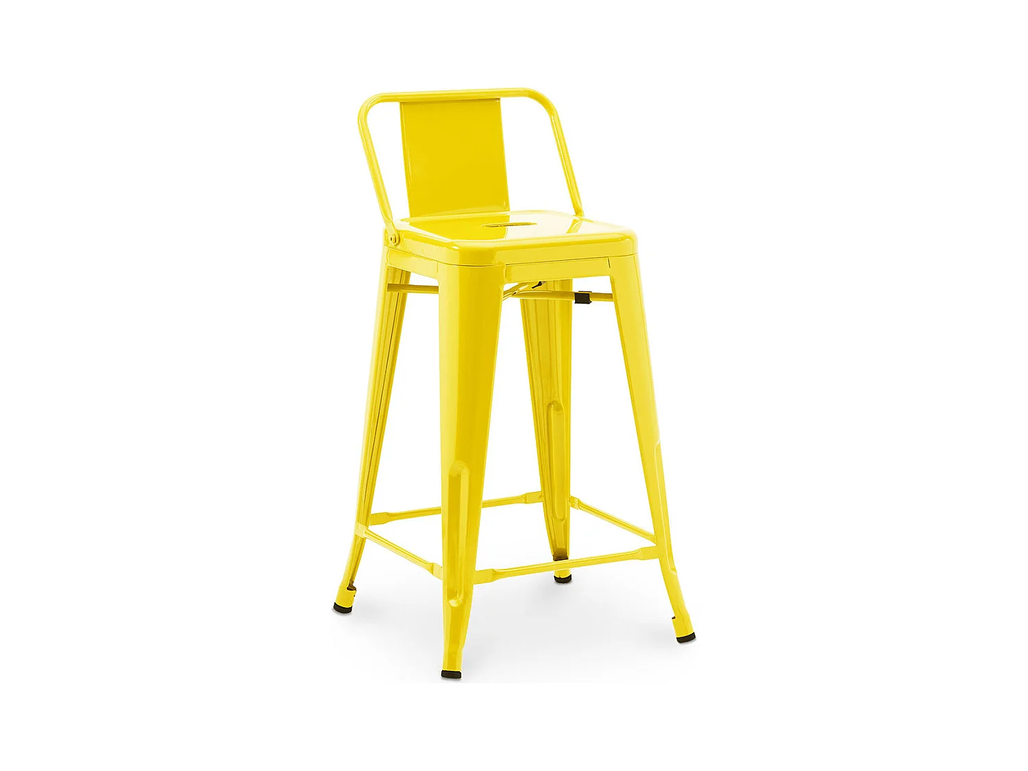 Tabouret de bar avec dossier - Design industriel - 60cm - Nouvelle édition - Stylix Jaune