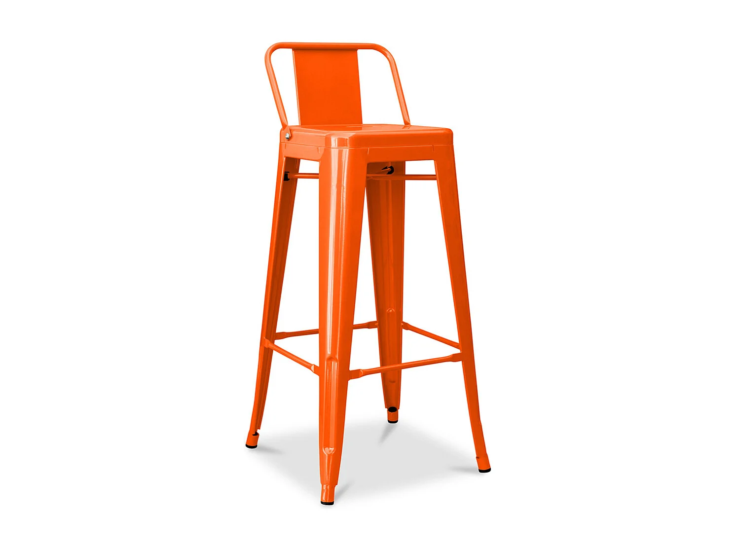 Tabouret de bar avec dossier - Design industriel - 76cm - Nouvelle édition - Stylix Orange