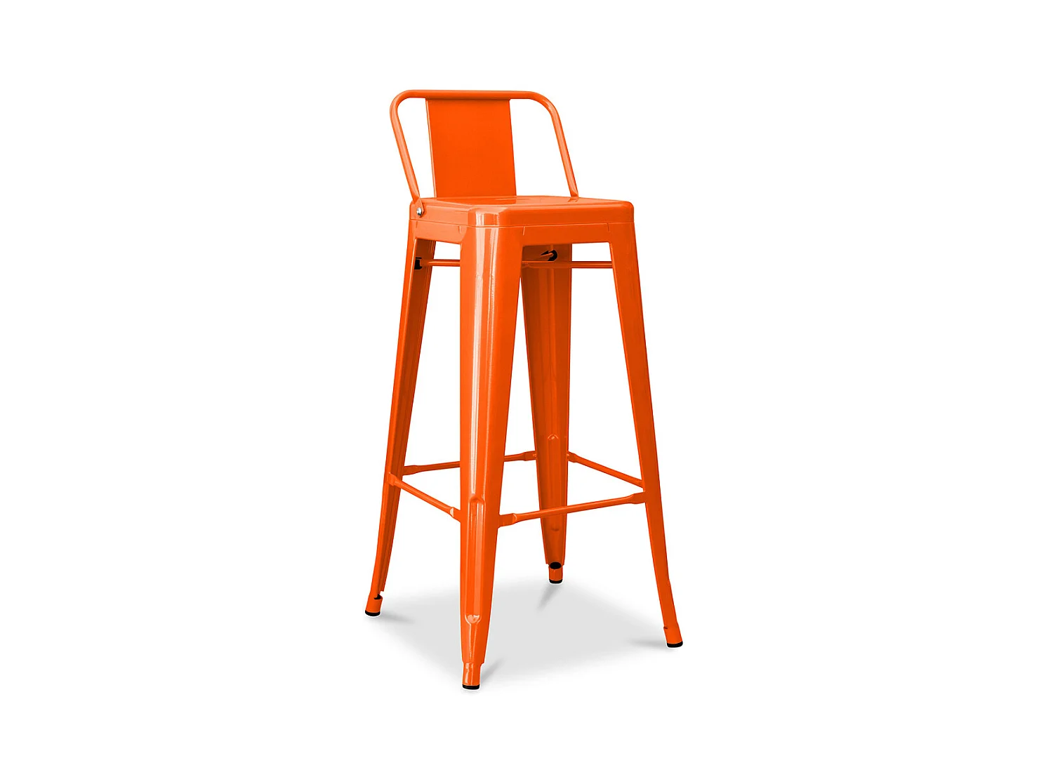 Tabouret de bar avec dossier - Design industriel - 76cm - Nouvelle édition - Stylix Orange