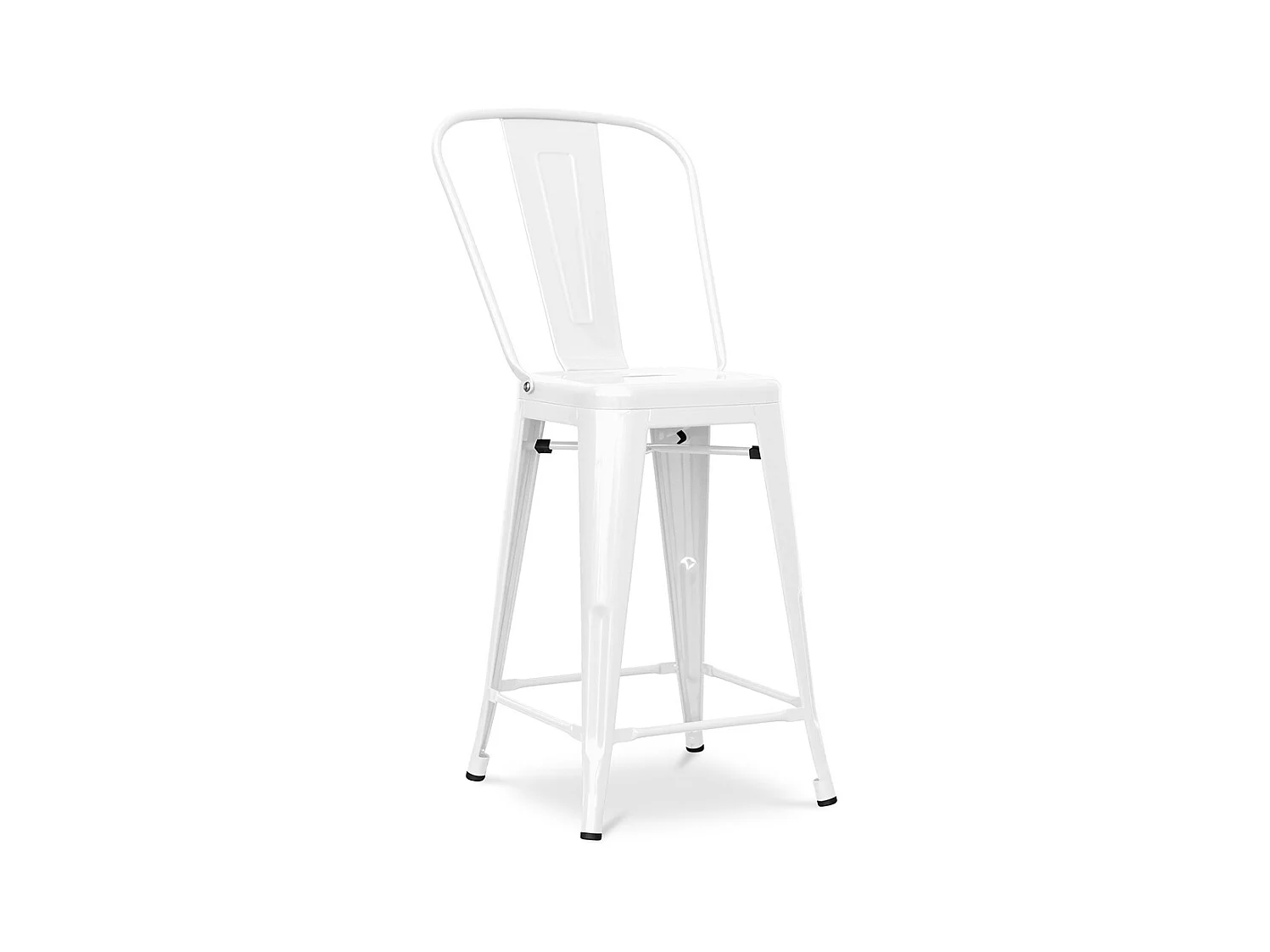 Tabouret de bar avec dossier - Design industriel - 60cm - Nouvelle édition - Stylix Blanc