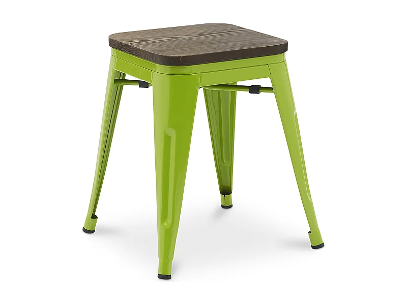 Tabouret de Bar Design Industriel - Bois & Métal - 45 cm - Nouvelle Edition - Stylix Vert clair