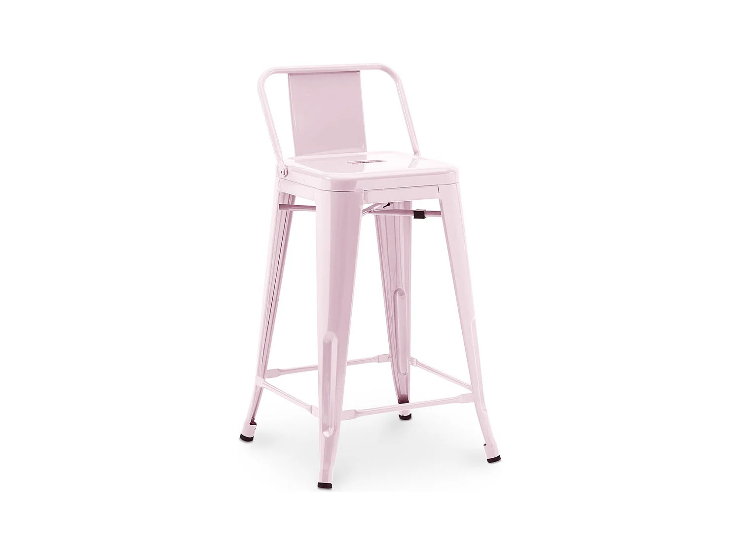 Tabouret de bar avec dossier - Design industriel - 60cm - Nouvelle édition - Stylix Rose pâle