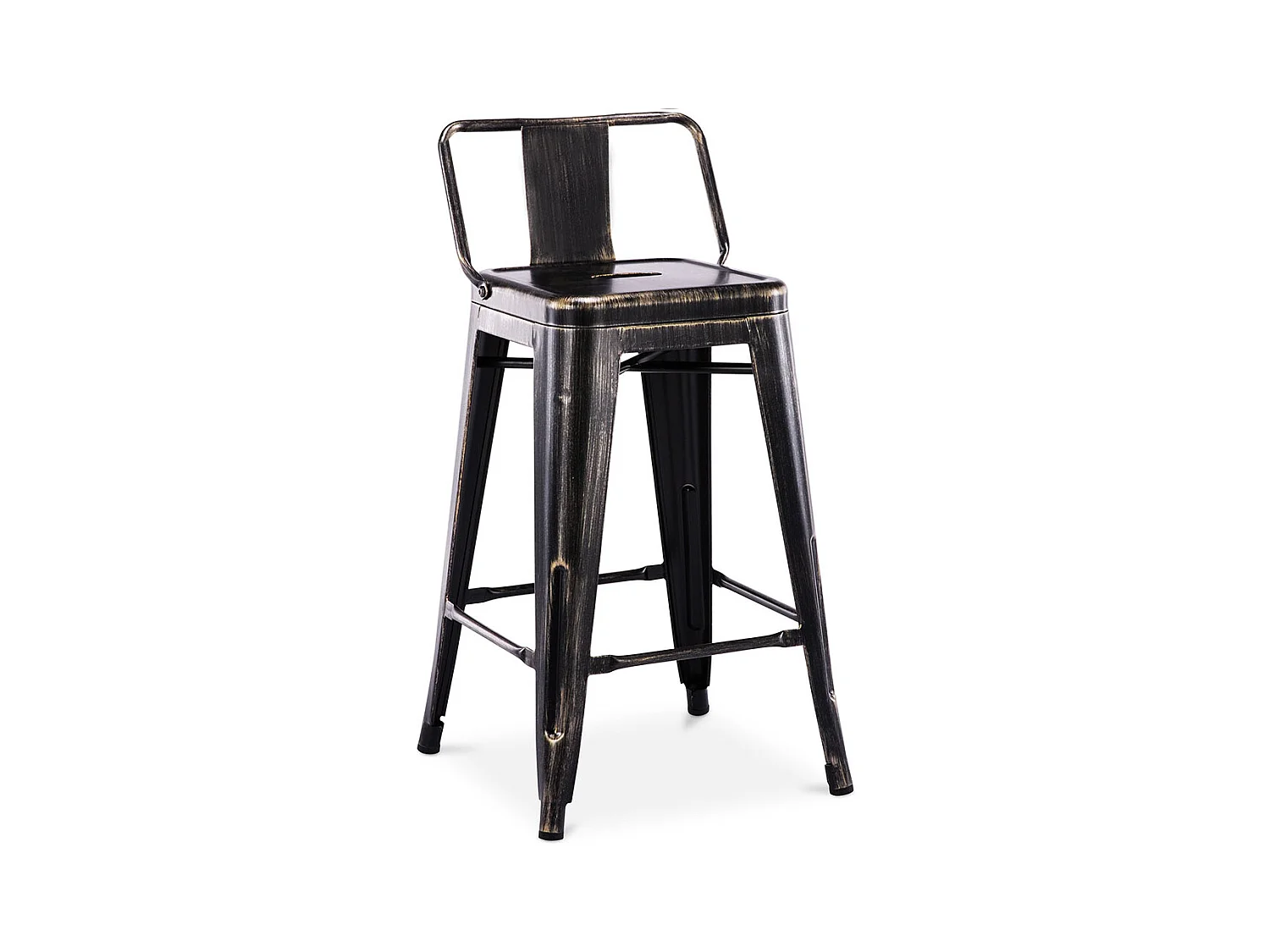 Tabouret de bar avec dossier - Design industriel - 60cm - Nouvelle édition - Stylix Bronze métallisé