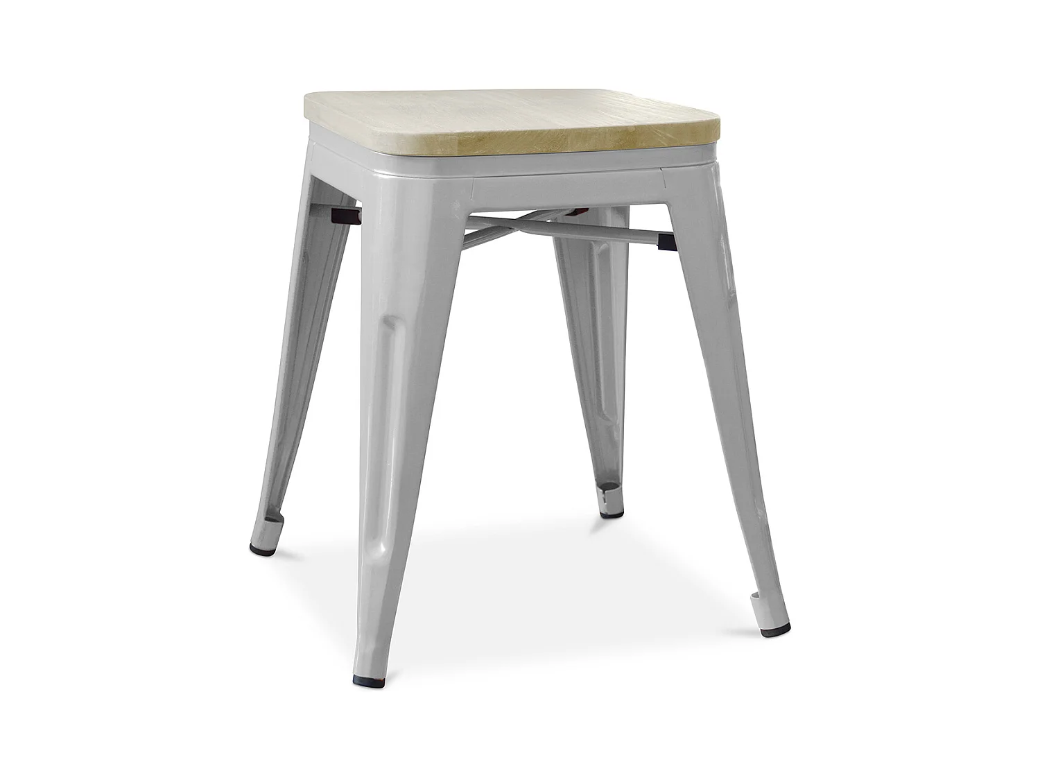 Tabouret de bar design industriel - Bois et acier - 45cm - Nouvelle édition - Stylix Gris clair