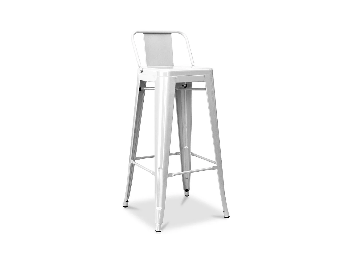 Tabouret de bar avec dossier - Design industriel - 76cm - Nouvelle édition - Stylix Blanc