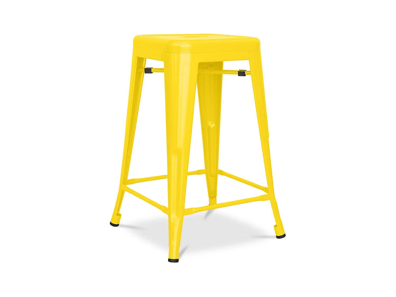Tabouret de bar - Design industriel - Acier mat - 60cm - Nouvelle édition - Stylix Jaune
