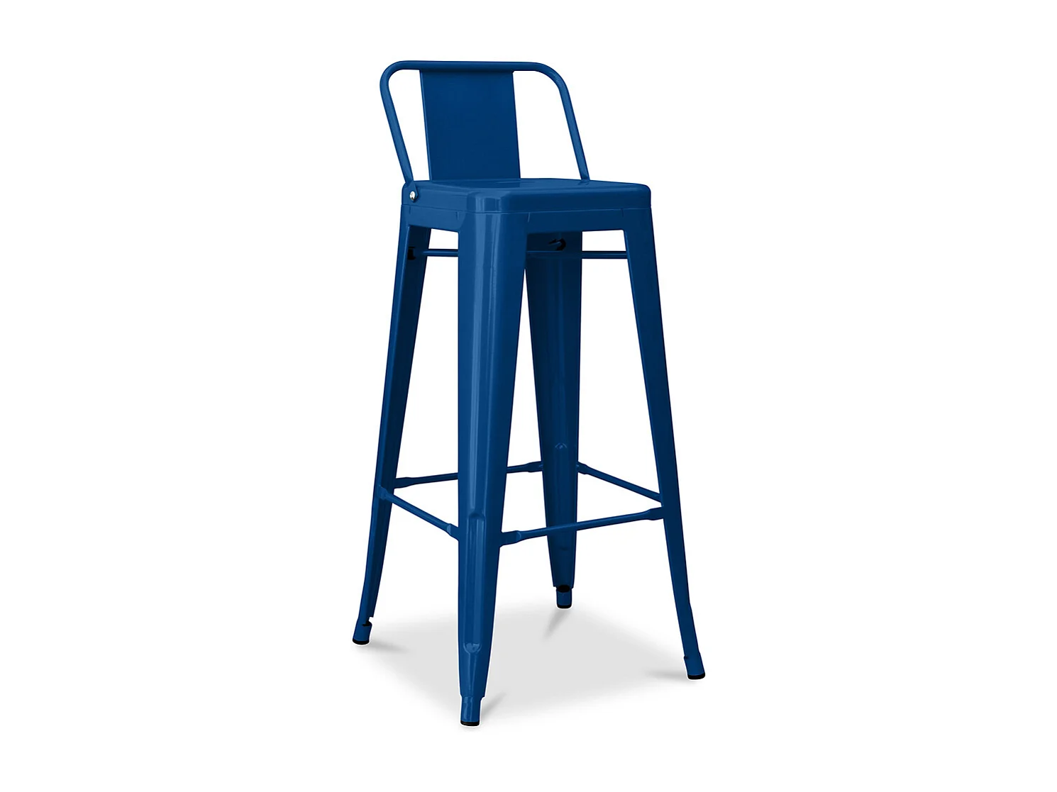 Tabouret de bar avec dossier - Design industriel - 76cm - Nouvelle édition - Stylix Bleu foncé