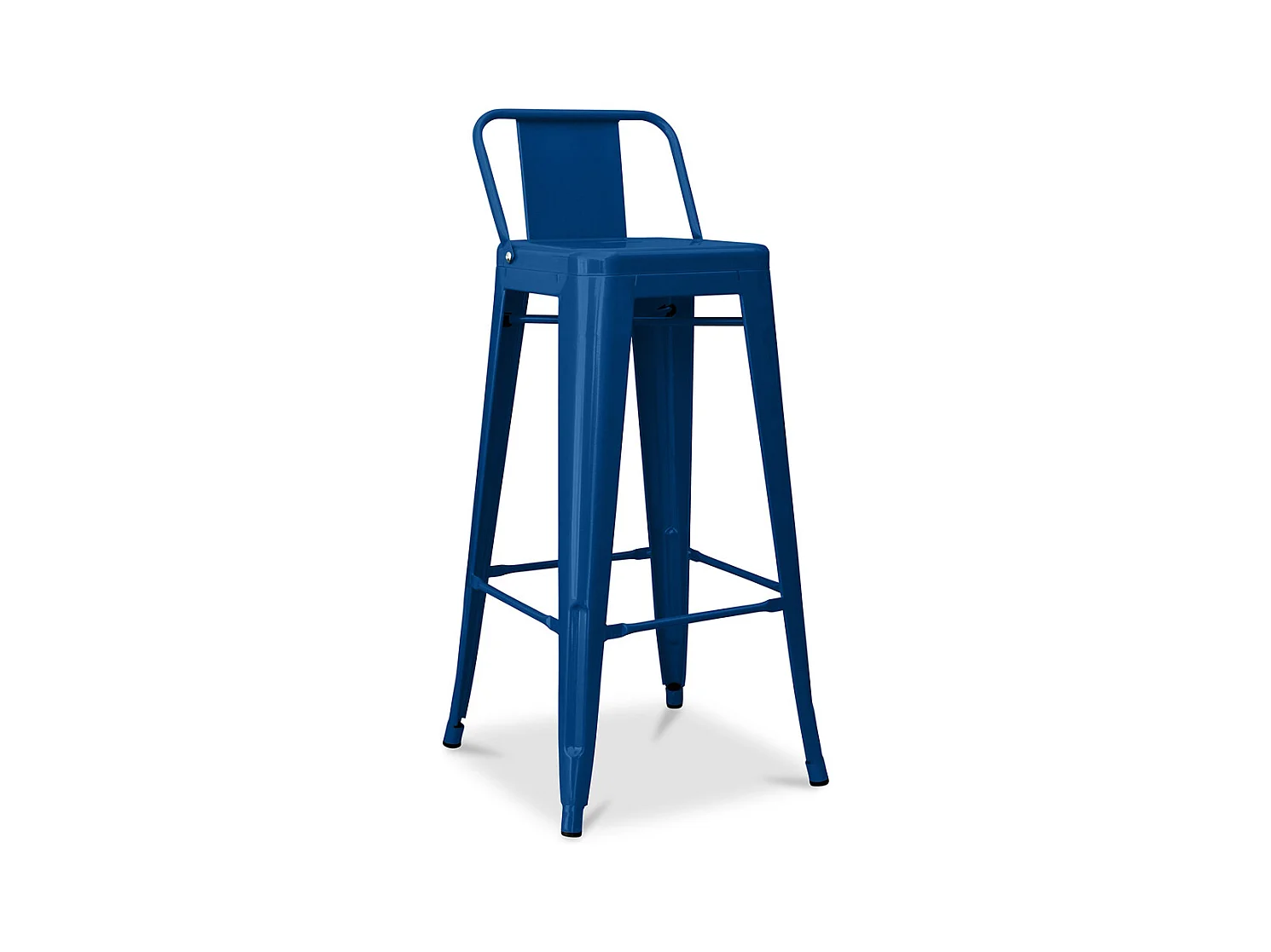 Tabouret de bar avec dossier - Design industriel - 76cm - Nouvelle édition - Stylix Bleu foncé