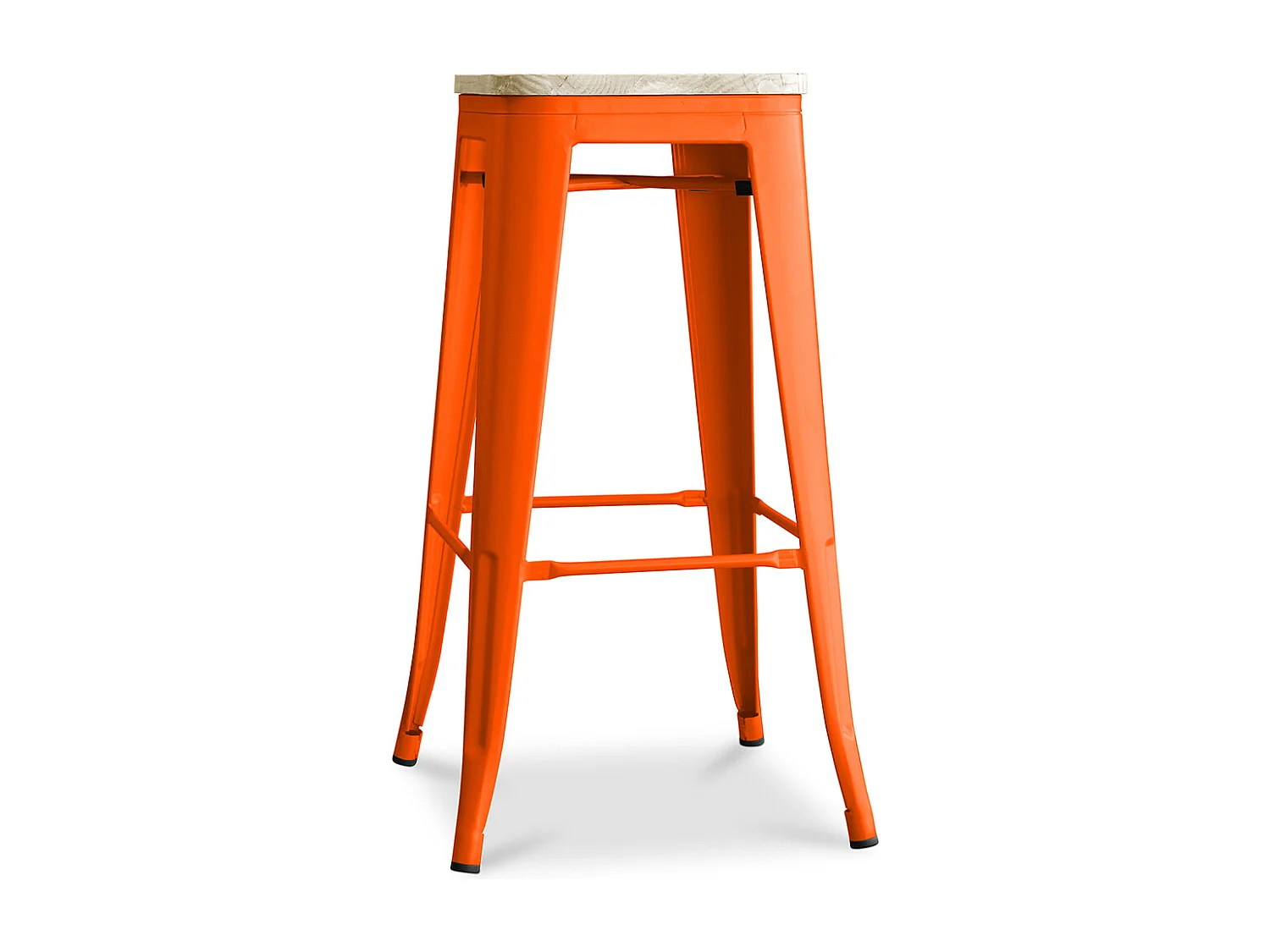 Tabouret de bar - Design industriel - Bois et acier - 76cm - Nouvelle édition - Stylix Orange