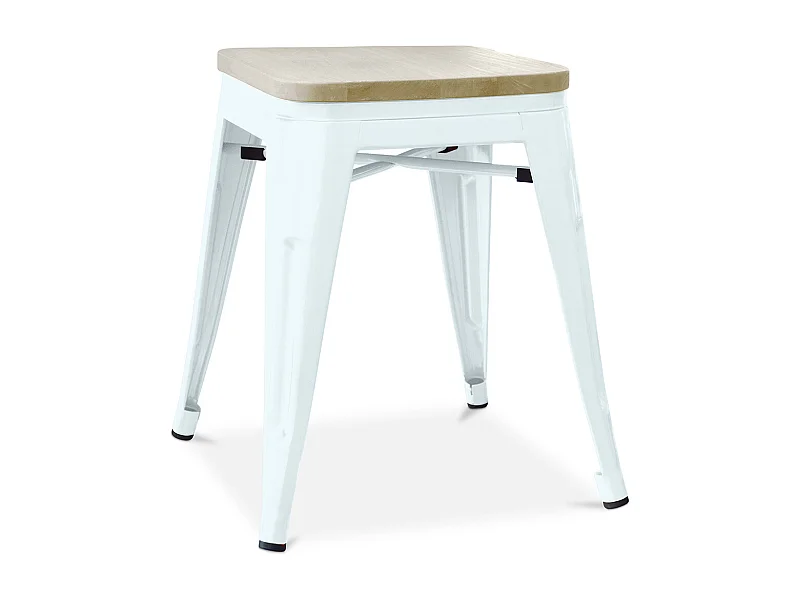 Tabouret de bar design industriel - Bois et acier - 45cm - Nouvelle édition - Stylix Bleu gris