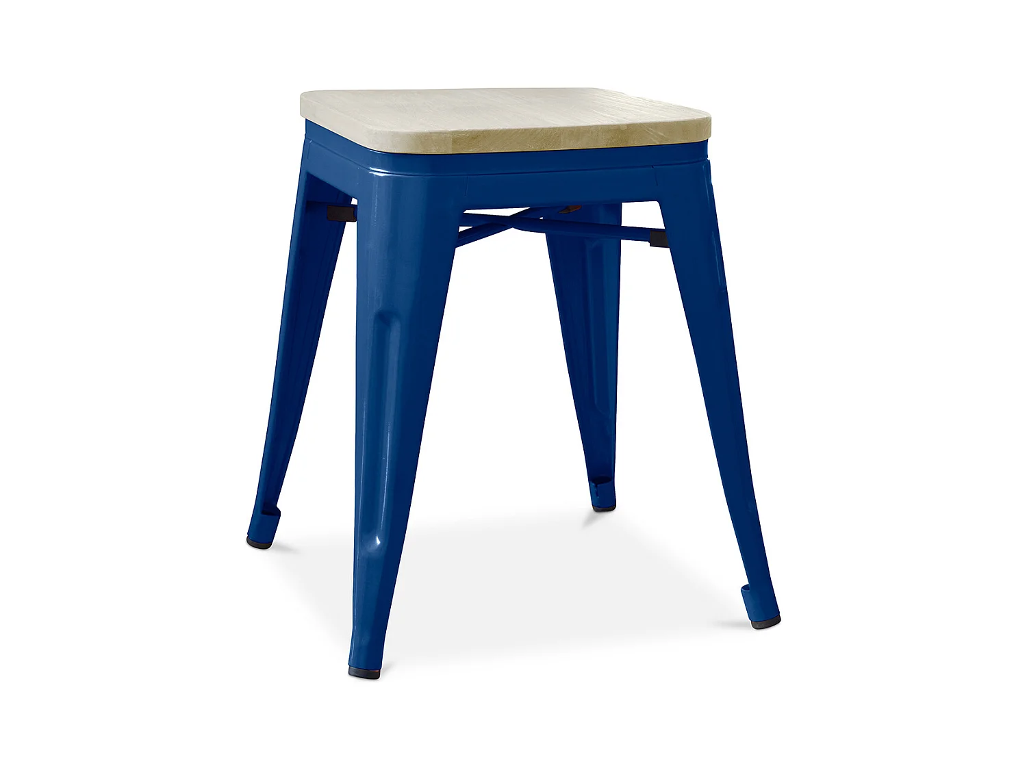 Tabouret de bar design industriel - Bois et acier - 45cm - Nouvelle édition - Stylix Bleu foncé