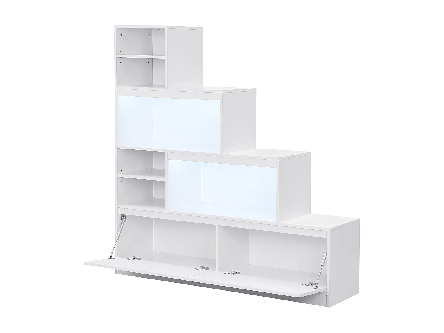 Meuble à chaussures 2 portes et 6 niches avec LEDs en MDF - Blanc - LOVILA