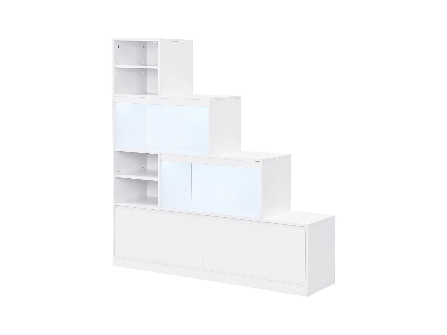 Szafka na buty z 2 zamykanymi schowkami i 6 wnękami z oświetleniem LED z MDF - Biały - LOVILA