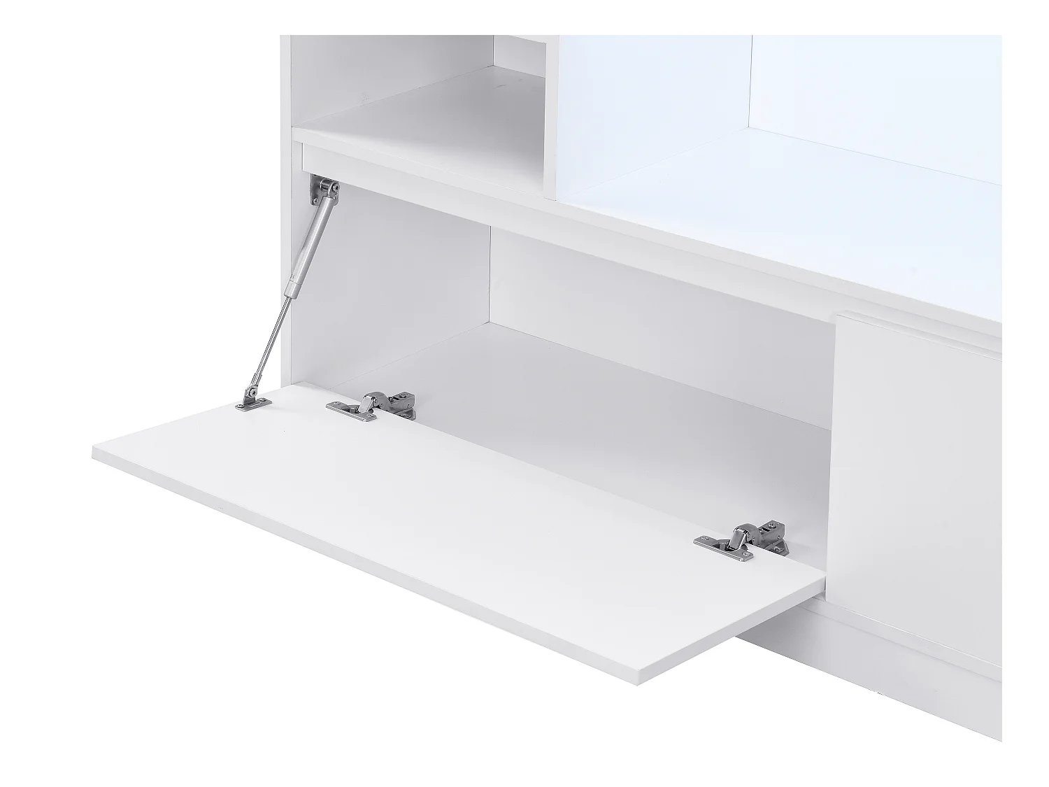 Szafka na buty z 2 zamykanymi schowkami i 6 wnękami z oświetleniem LED z MDF - Biały - LOVILA