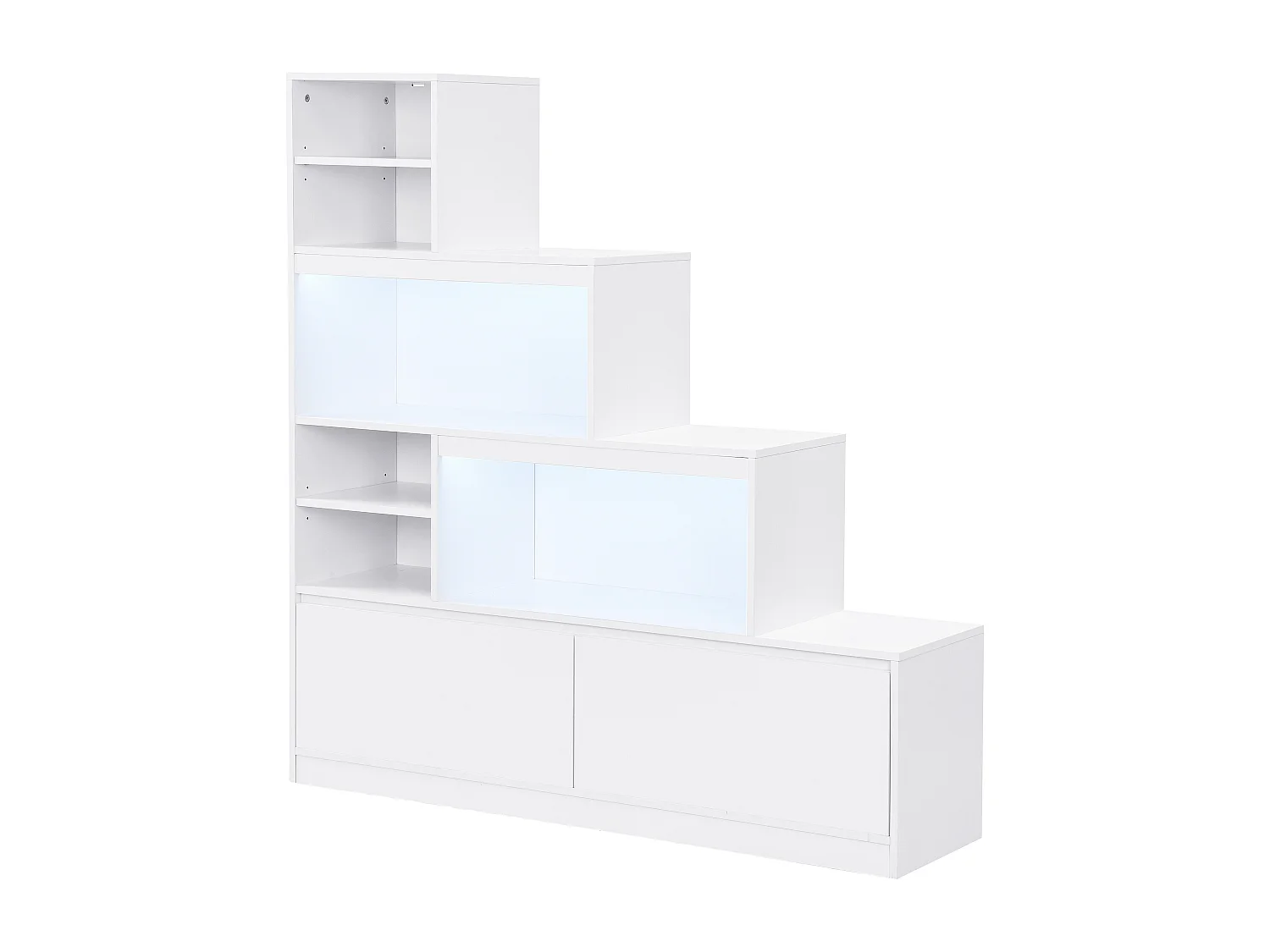 Schoenenmeubel met 2 deurtjes en 6 nissen met ledverlichting van mdf - Wit - LOVILA