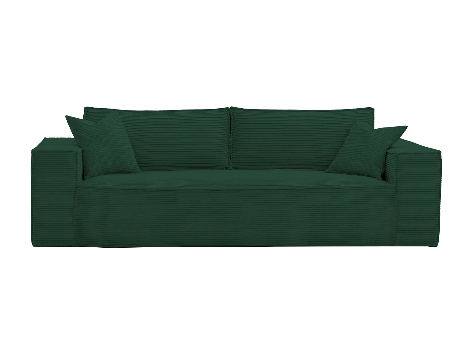 Canapé 4 places convertible express en velours côtelé vert sapin - Couchage 160 cm - Matelas 13 cm avec mémoire de forme - AMELIA