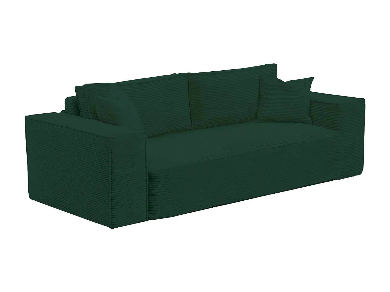 Canapé 4 places convertible express en velours côtelé vert sapin - Couchage 160 cm - Matelas 13 cm avec mémoire de forme - AMELIA