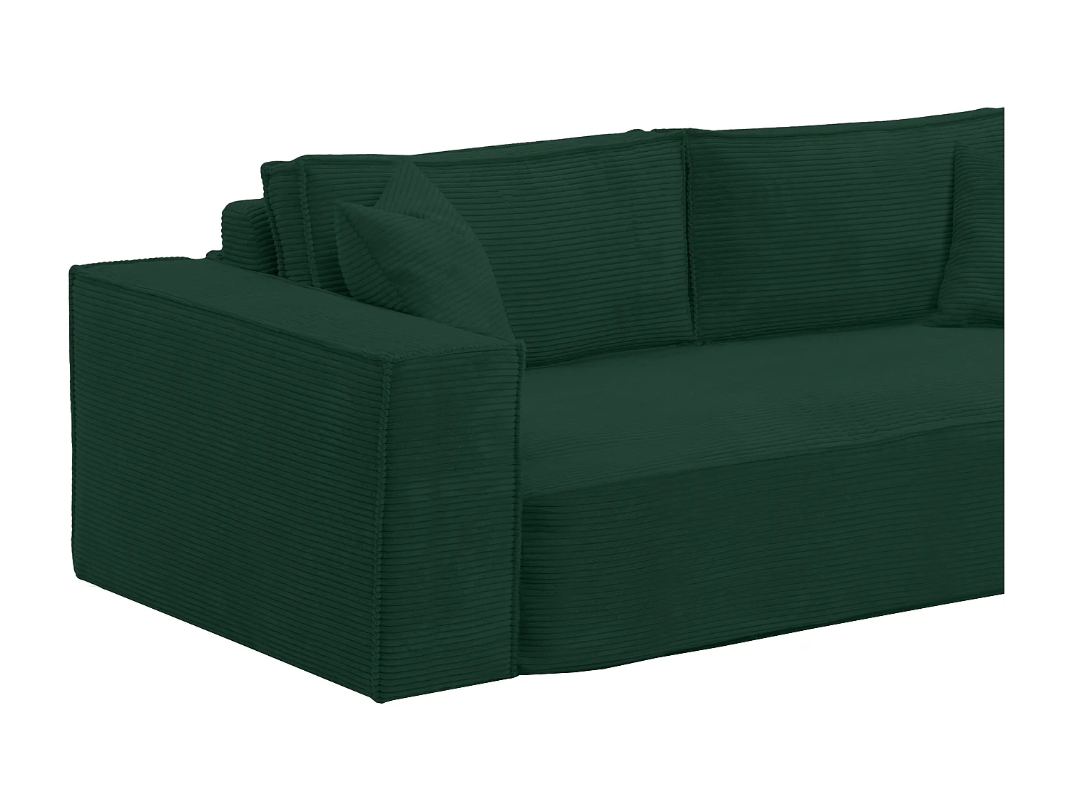 Canapé 4 places convertible express en velours côtelé vert sapin - Couchage 160 cm - Matelas 13 cm avec mémoire de forme - AMELIA