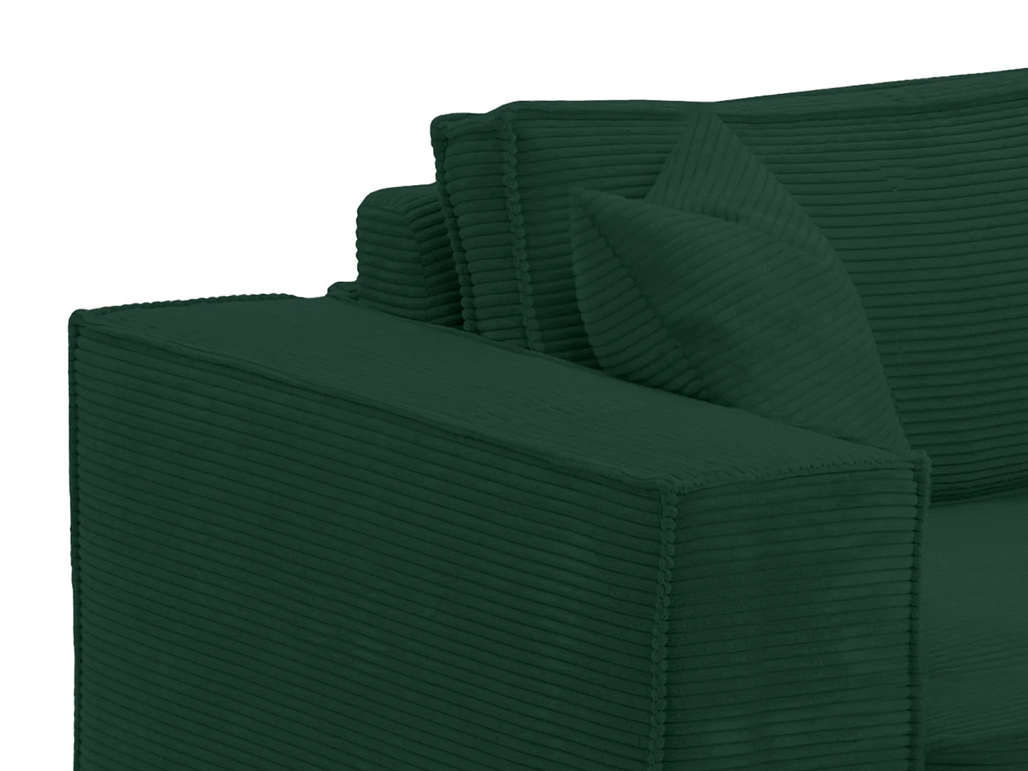 Canapé 4 places convertible express en velours côtelé vert sapin - Couchage 160 cm - Matelas 13 cm avec mémoire de forme - AMELIA