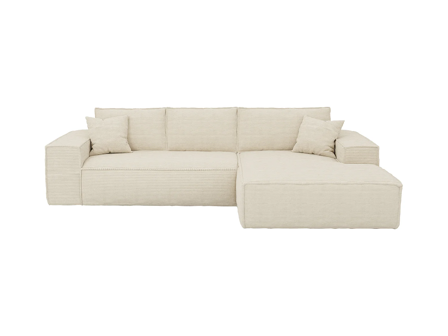 Divano letto angolare ribalta Posto letto 140 Mater. 13 memory foam Velluto coste Beige Angolo destra - AMELIA