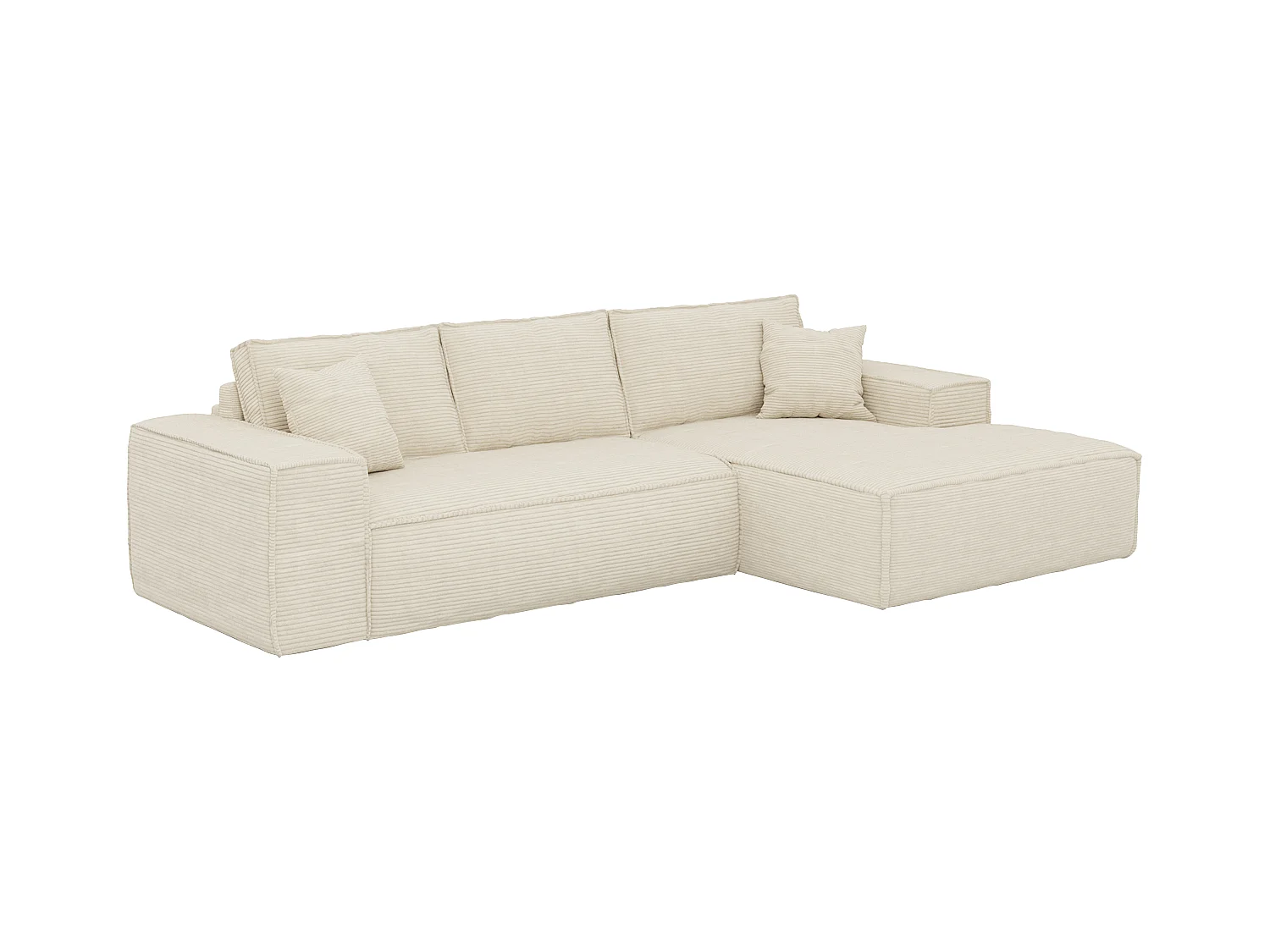 Divano letto angolare ribalta Posto letto 140 Mater. 13 memory foam Velluto coste Beige Angolo destra - AMELIA