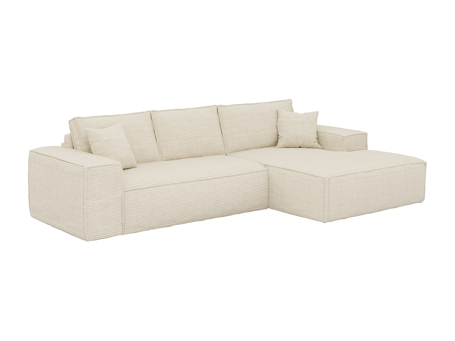 Eckschlafsofa mit Matratze - Ecke rechts - Cord - Beige - Liegefläche 140 c günstig online kaufen