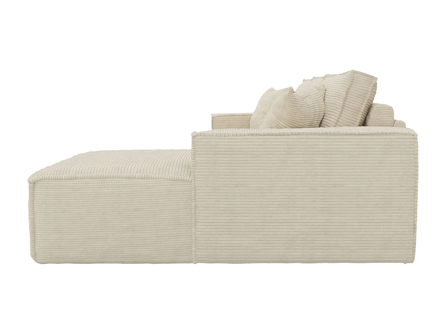 Höger soffgrupp med bäddsoffa i beige manchestersammet - Sovbredd 140 cm - 13 cm madrass med memoryskum - AMELIA