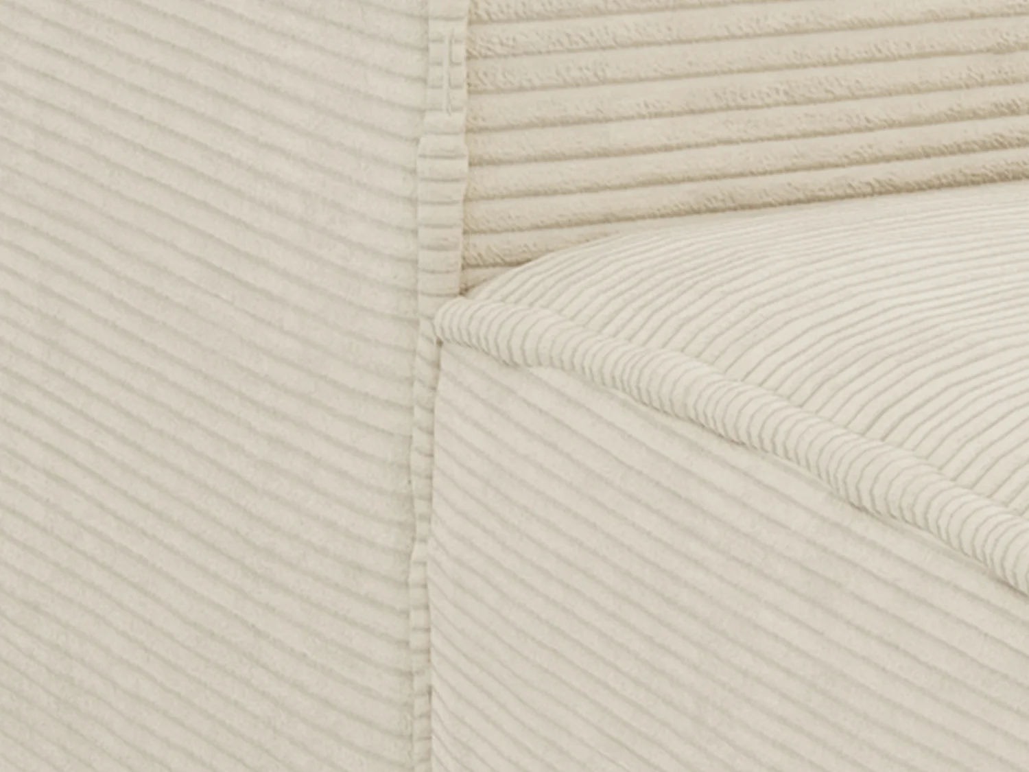 Höger soffgrupp med bäddsoffa i beige manchestersammet - Sovbredd 140 cm - 13 cm madrass med memoryskum - AMELIA