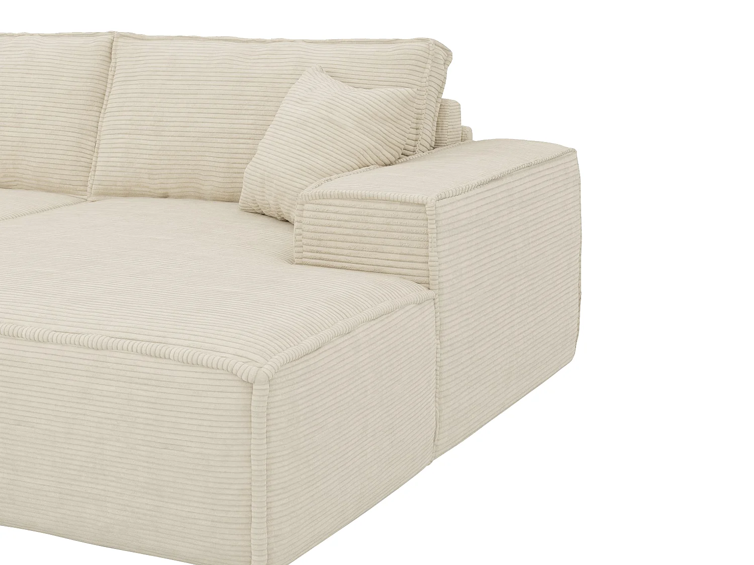 Höger soffgrupp med bäddsoffa i beige manchestersammet - Sovbredd 140 cm - 13 cm madrass med memoryskum - AMELIA