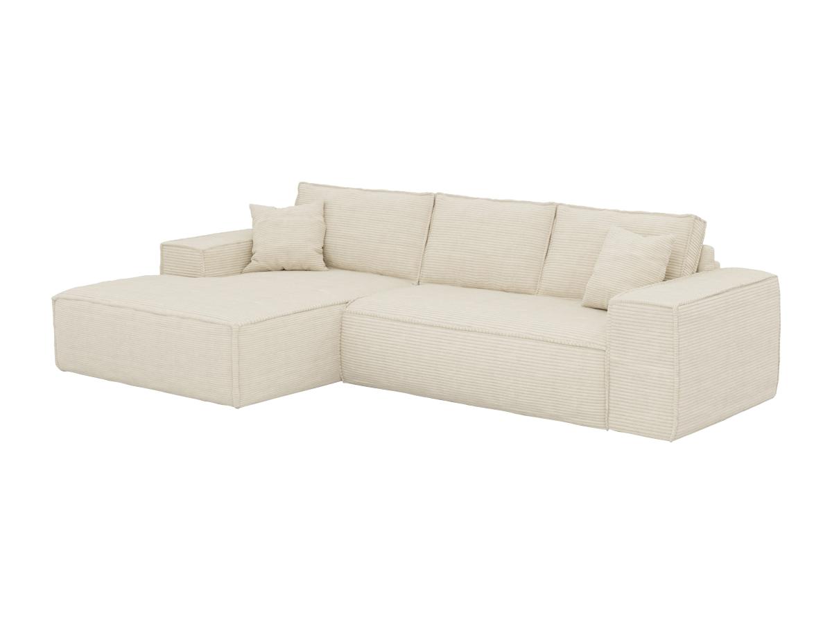 Eckschlafsofa mit Matratze - Ecke links - Cord - Beige - Liegefläche 140 cm günstig online kaufen