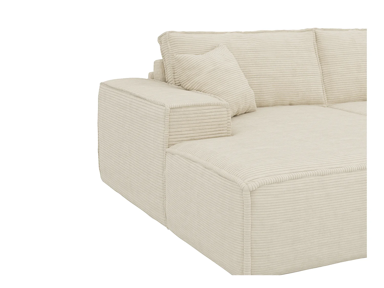 Kanapa narożna lewostronna rozkładana typu express z beżowego sztruksu - Miejsce do spania 140 cm - Materac 14 cm z pamięcią kształtu - AMELIA