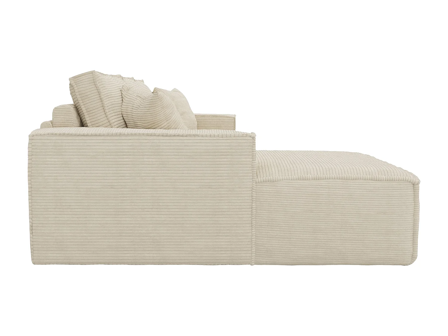 Kanapa narożna lewostronna rozkładana typu express z beżowego sztruksu - Miejsce do spania 140 cm - Materac 14 cm z pamięcią kształtu - AMELIA