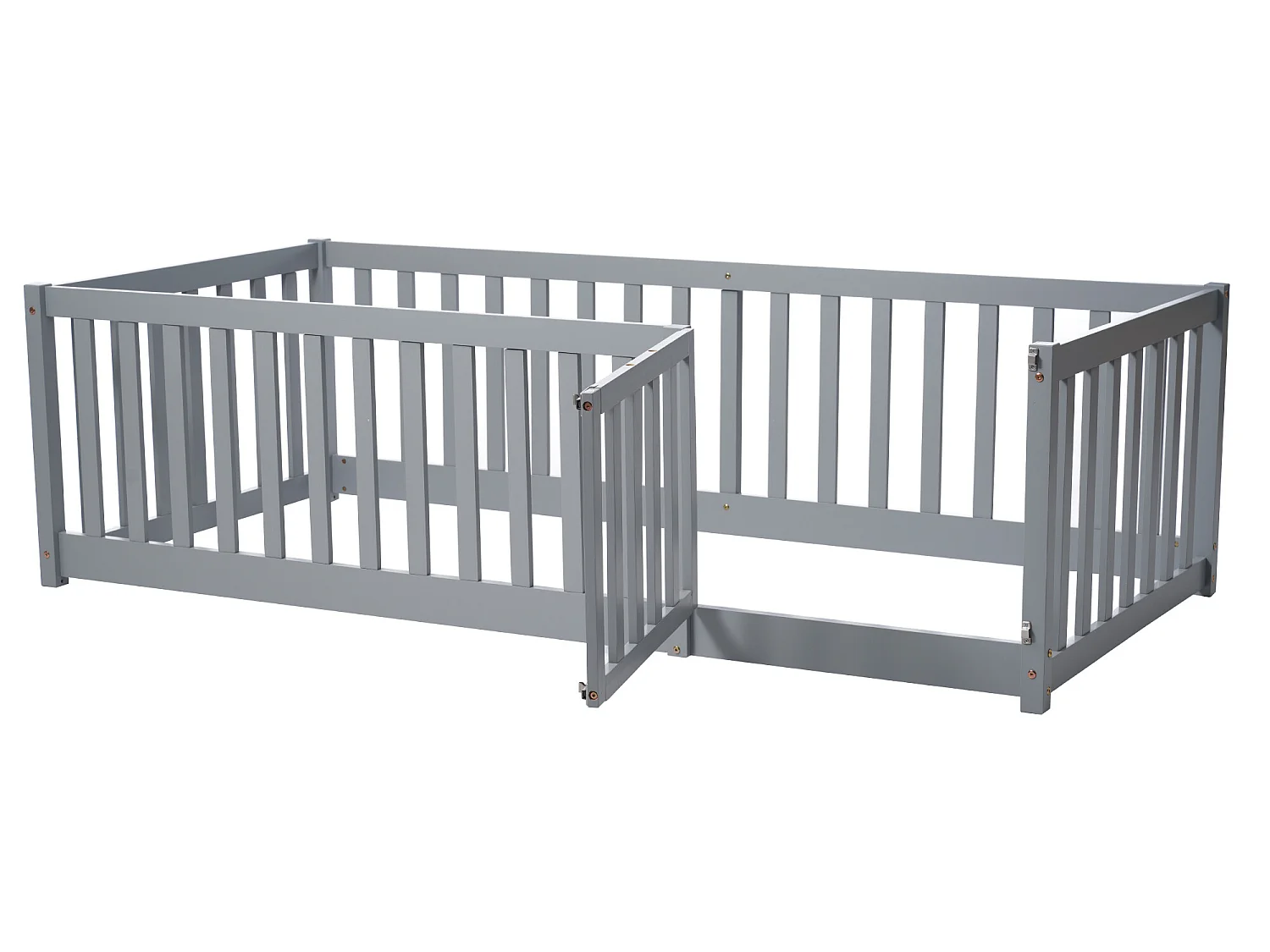 Lit bébé évolutif - 90 x 200 cm - 2 tiroirs - bois massif - sommier à lattes - coloris gris