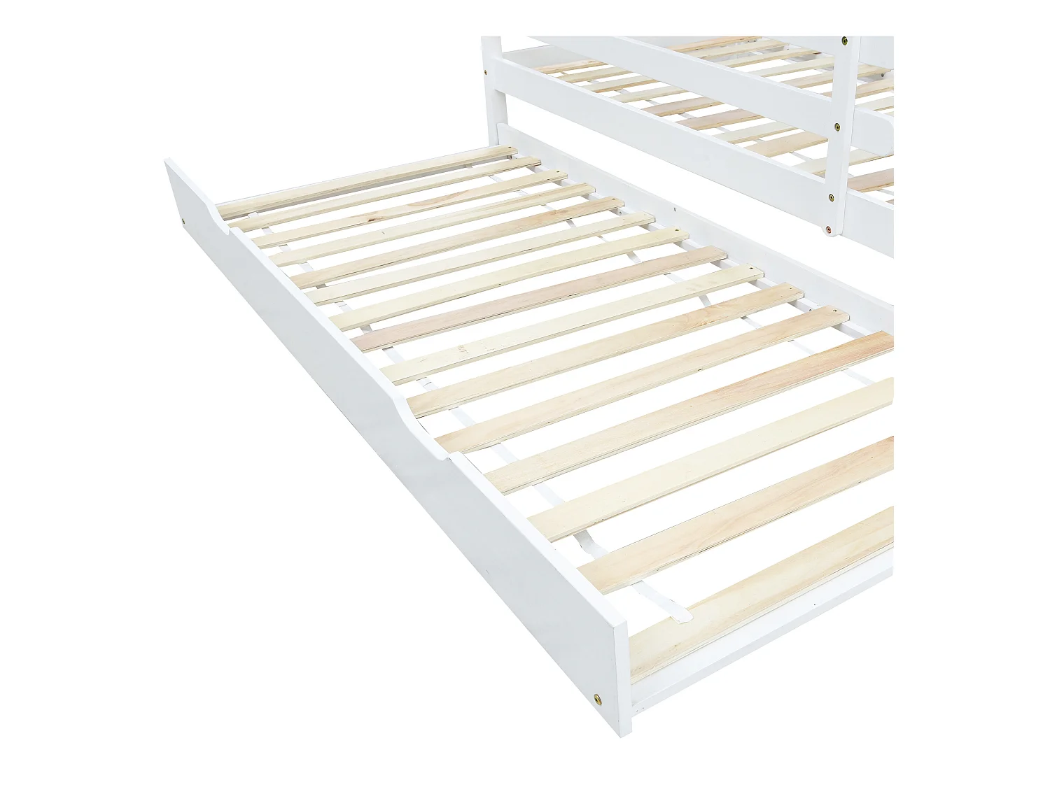 Łóżko wysuwane Cabin - 90 x 200 cm - lite drewno - stelaż z listew - białe