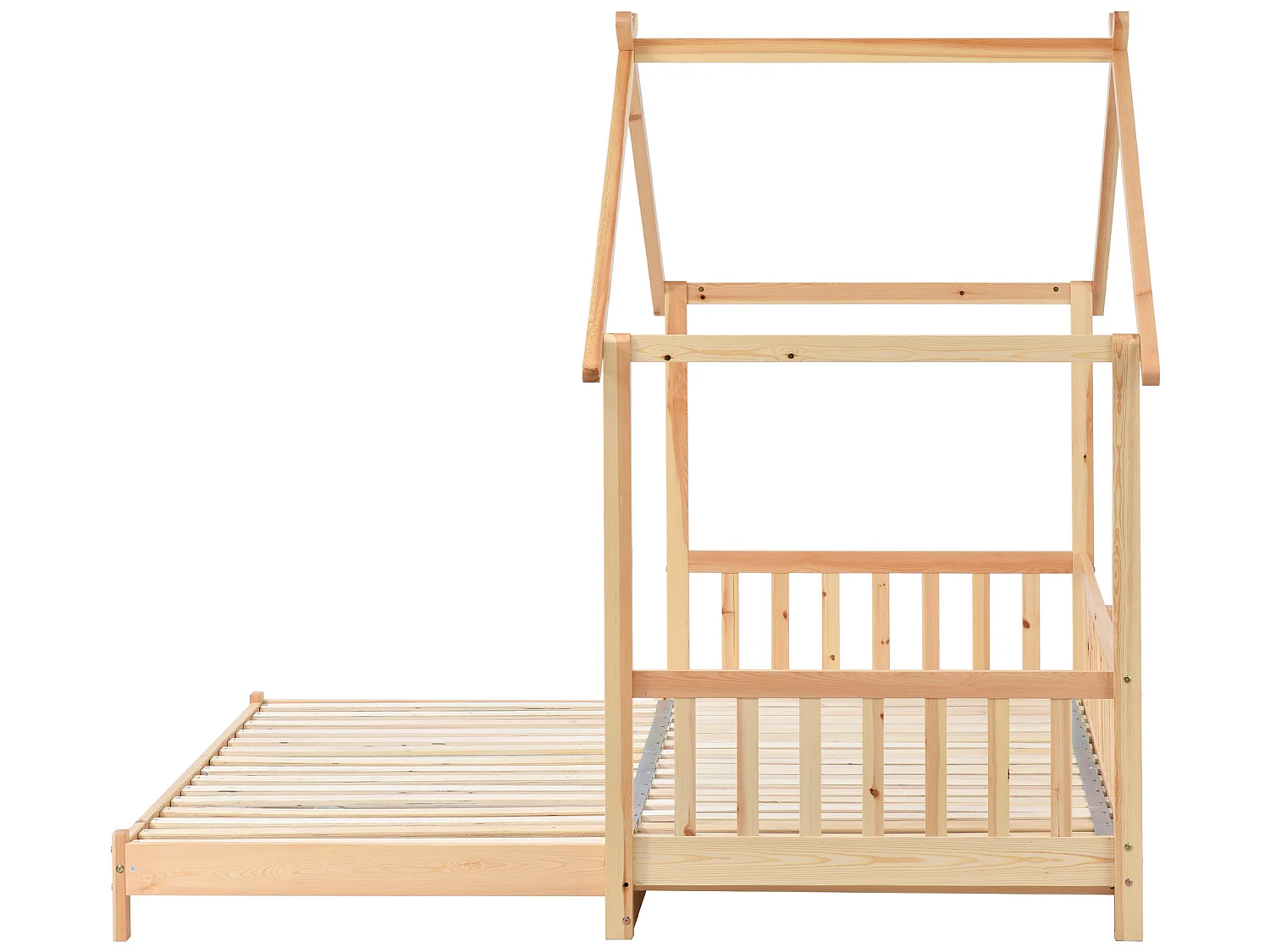 Kabinenausziehbett – 90 x 200 cm – Massivholz – Lattenrost – Naturfarbe