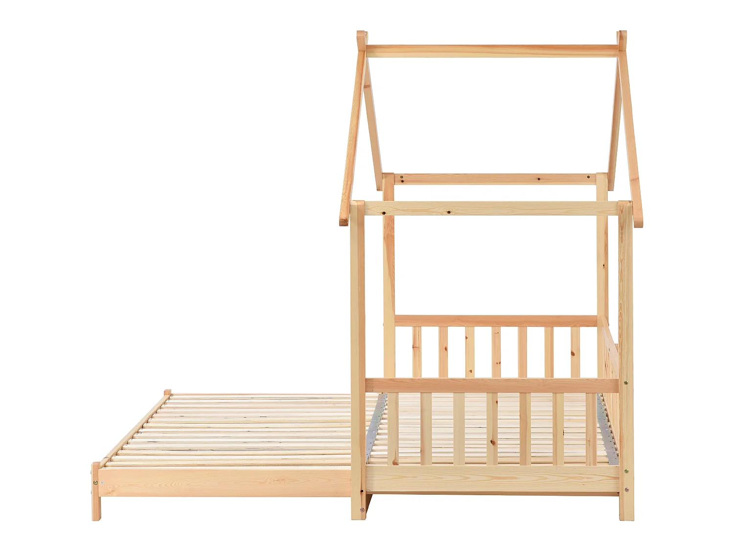 Łóżko wysuwane Cabin - 90 x 200 cm - lite drewno - stelaż z listew - kolor naturalny