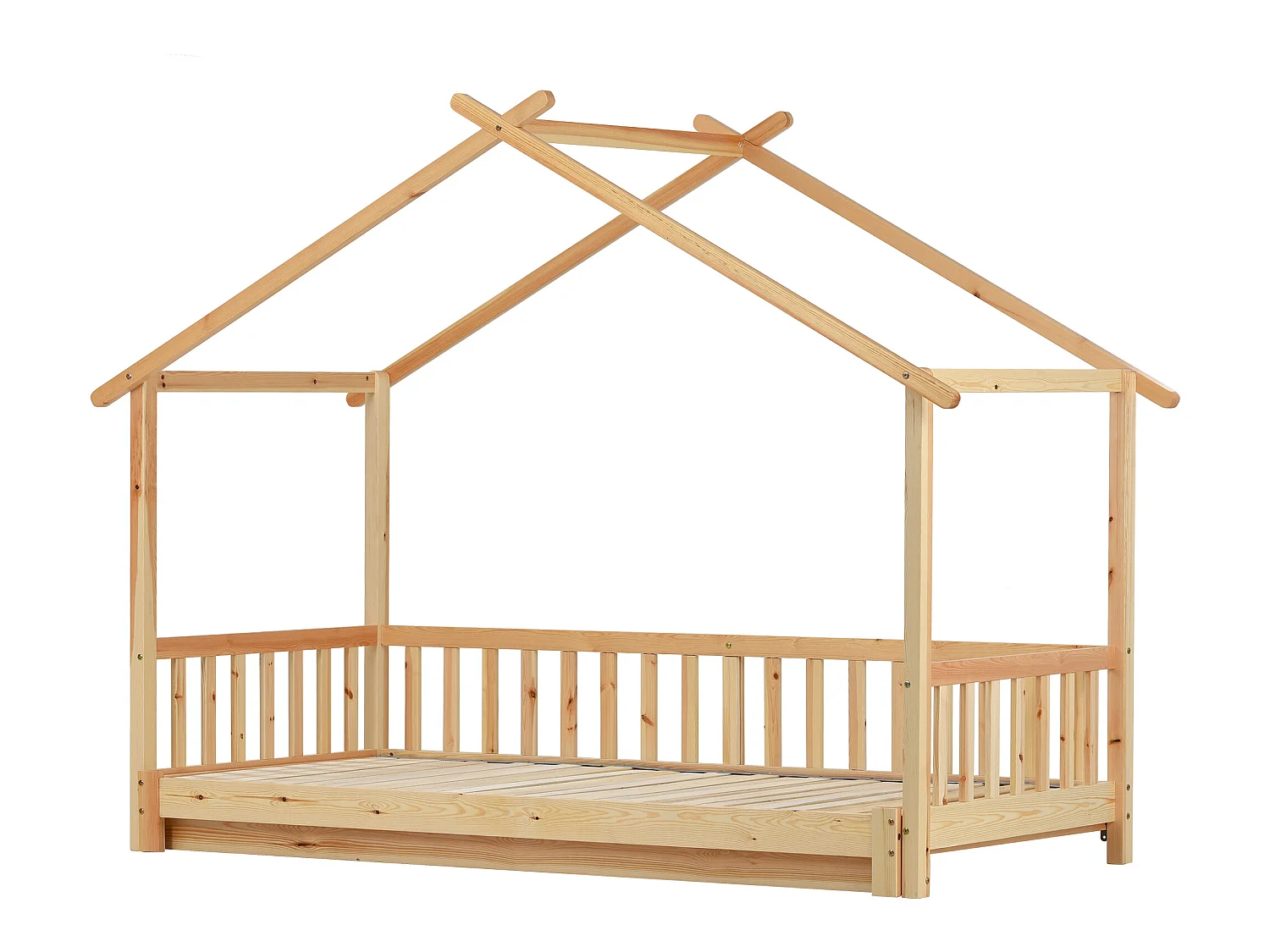 Łóżko wysuwane Cabin - 90 x 200 cm - lite drewno - stelaż z listew - kolor naturalny