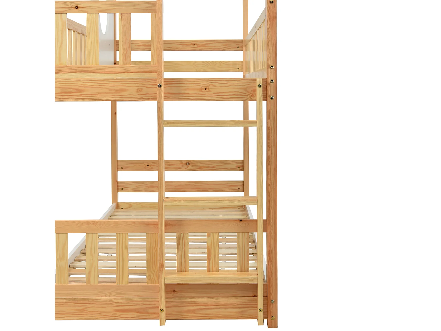 Beliche de 2 lugares - 2 x 90 x 200 cm - pinho - base de ripas - cor natural e branca