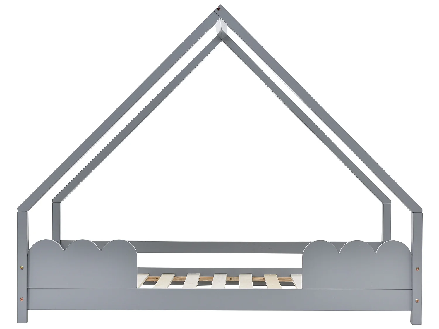 Lit tipi 80 x 160 cm - pin - sommier à lattes - gris